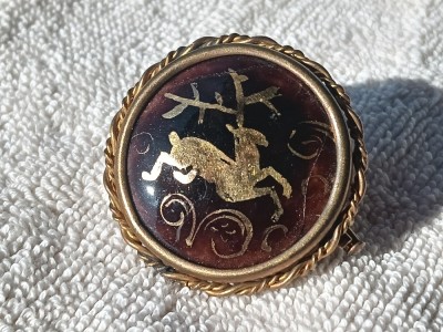 LIMOGES BROSA CERB pictata manual pe PORTELAN semnata IMPECABILA manopera EXCEPTIONALA FRANTA aprox 1920 foto