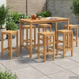 vidaXL Set de bar pentru exterior 7 pcs Netratat Lemn solid de tec 3422500