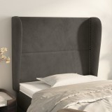 vidaXL Tăblie de pat cu aripioare gri &icirc;nchis 103x23x118/128 cm catifea