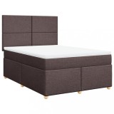 Cumpara ieftin Pat continental cu saltea, maro inchis, 140x200 cm, textil