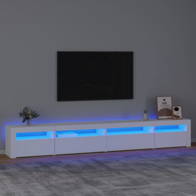 vidaXL Comodă TV cu lumini LED, alb, 270x35x40 cm foto