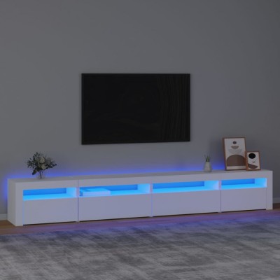 vidaXL Comodă TV cu lumini LED, alb, 270x35x40 cm foto