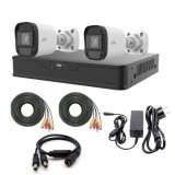 Kit de supraveghere Uniview cu 2 camere 5 MP, Audio, Infrarosu 20m, DVR Hibrid cu 4 canale 5MP, accesorii SafetyGuard Surveillance
