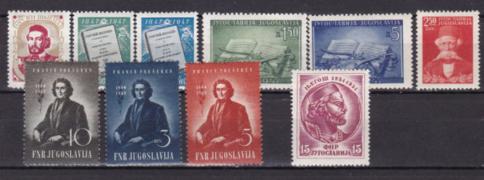 Iugoslavia 1947/49/51 literatura MI 512-14/533-35/567-69/674 MLH