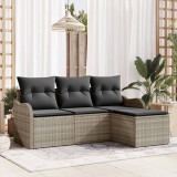 VidaXL Set de canapele pentru grădină 4 pcs Gri deschis Rattan poli