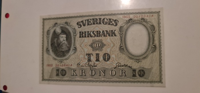 Suedia - 10 koroane 1952 UNC