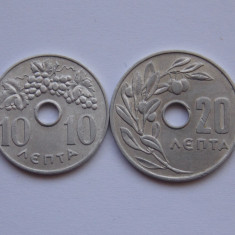 LOT 2 MONEDE GRECIA-10, 20 lepta 1966