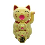 Cumpara ieftin Pisica Maneki Neko bej cu pui &amp;#8211; 11.5 cm