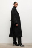 Answear Lab palton de lana culoarea negru, de tranzitie, cu doua randuri de nasturi