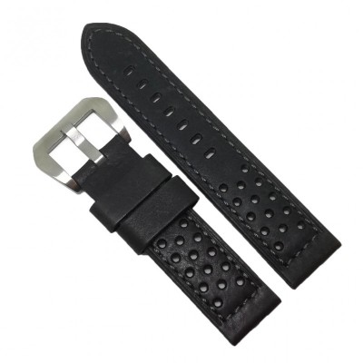 Curea de ceas Robusta - Eichmuller - Culoare neagra, imprimeu cu gaurele - 20mm, 22mm - WZ4007 foto