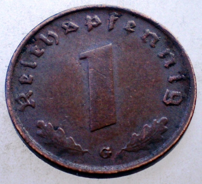 2.593 GERMANIA WWII 1 REICHSPFENNIG 1939 G