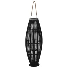 vidaXL Suport felinar lumanari suspendat, negru, 95 cm, bambus foto