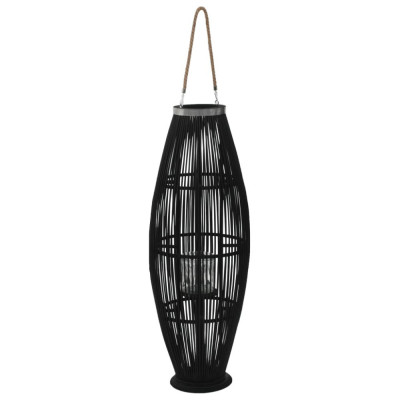 vidaXL Suport felinar lum&amp;acirc;nări suspendat, negru, 95 cm, bambus foto