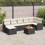 vidaXL Set de canapele pentru grădină , 8 piese, cu perne, din rattan negru