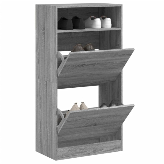 Gossi pantofar, gri sonoma, 60x34x116 cm, lemn prelucrat