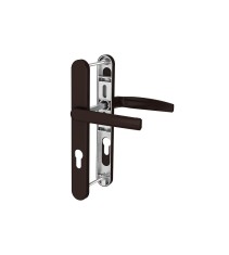Maner pentru usa PVC, Victory, asimetric, din aluminiu, latime 32 mm, interax 92 mm, culoare maro RAL 8077 foto