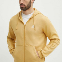 adidas Originals bluză barbati, culoarea galben, cu glugă, neted, IR7834