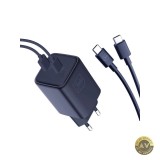 Incarcator Retea Cu Cablu USB-C 3MK HyperCharger 45W 3A 2 x USB-C Negru