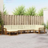 vidaXL Set de canapele de exterior cu pernă 7 pcs Natural și Crem 3367898