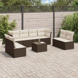 VidaXL Set canapele de grădină cu perne, 9 piese, maro, poliratan