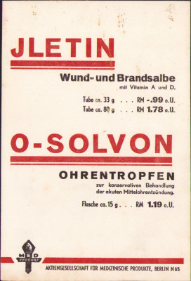 HST A1959 Reclamă medicament Germania anii 1930-1940 foto