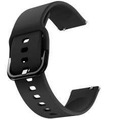 Curea silicon compatibila Galaxy Watch 6|Watch 5|Watch 4|Huawei Watch GT 3 42mm|GT 3 Pro 43mm|GT 2 42mm, Black Coal