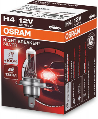 Bec halogen H4 12V Osram Night Breaker Silver +100% foto