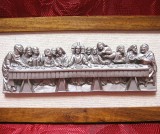 TABLOU ZINC IN RAMA LEMN DECOR IN RELIEF SCENA BIBLICA CU CINA CEA DE TAINA 31 CM