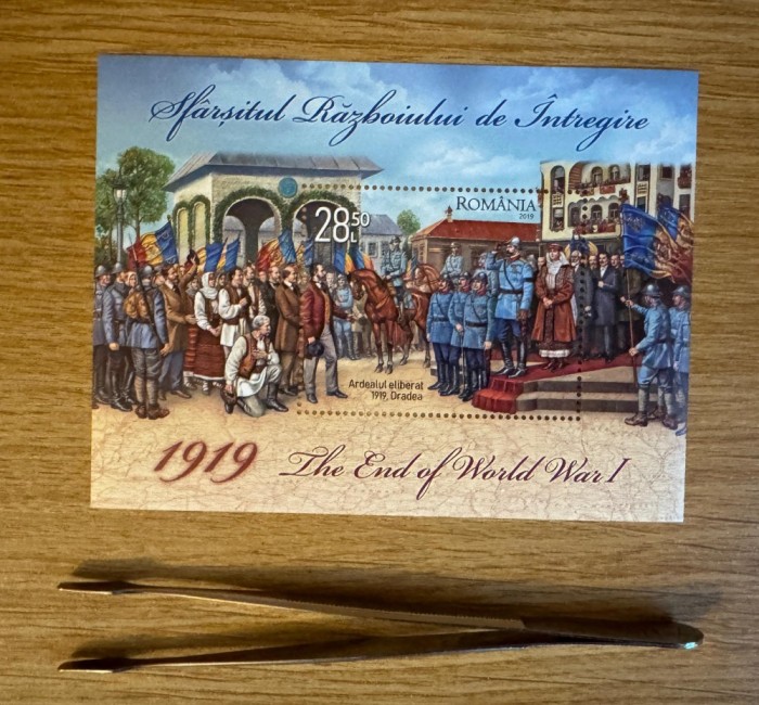 1919 Sfarsitul Razboiului de Intregire, colita dantelata 2019, LP 2246