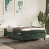 vidaXL Pat box spring cu saltea, verde &icirc;nchis, 140x190 cm, catifea