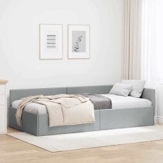 vidaXL Cadru de pat colțar cu headboard Gri deschis 90 x 200 cm 42016043