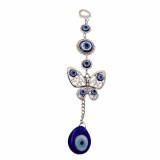 Amuleta Feng Shui pentru protectie si noroc, model fluture si Ochiul lui Horus, argintiu