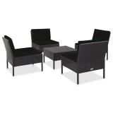 Set mobilier de gradina cu perne, 5 piese, negru, poliratan GartenMobel Dekor, vidaXL