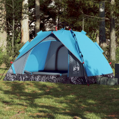 vidaXL Cort de camping cupolă 3 persoane, setare rapidă, albastru