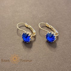 Cercei Indigo Royal , Cristale indigo placati aur 18K Brazilia