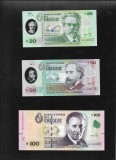 Set Bancnote Uruguay: 20, 50, 100 Pesos Uruguayos UNC - Colectie Numismatica