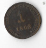 Moneda 1 soldo 1862 - Lombardia, Europa, Cupru (arama)