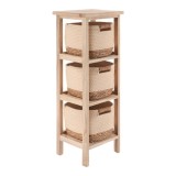 Corp Mobilier Lemn 3 Cosuri Bumbac/Iarba De Mare 77X25X25 Cm &ndash; Natural/ Bej | Mobilier Depozitare Baie