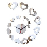 Cumpara ieftin Ceas Decorativ Perete Inimioare Oglinda Acrilica Argintiu 30cm, Quartz, Analogic, Modern, DIY