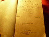 Arhiva pt. Stiinta si Reforma Sociala -Director D.Gusti 1921 , 538 pag