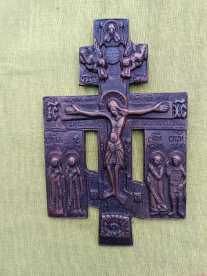 Cruce ortodoxa rusa din bronz masiv foto