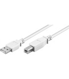 Cablu USB 2.0 Hi-Speed USB tip A tata - USB tip B tata 1m alb cupru, Goobay