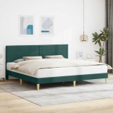 vidaXL Cadru de pat cu headboard Verde &icirc;nchis 180 x 200 cm Țesătură 42027603