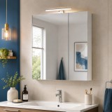 Dulap baie cu oglinda Celine, PAL, iluminare led, 70 cm, 2 usi, 3 rafturi, soft close, alb