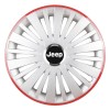 Set 4 Capace Roti, potrivite jantelor de R16, pentru Jeep, model falcon argintiu cu rama rosie, Autohelix MSA