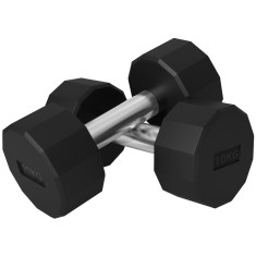SPORTNOW Set de 2 Gantere de 10 kg din Metal și Cauciuc, Set Gantere Fitness cu M&acirc;ner Antiderapant, 26x13x13 cm, Negru | Aosom Romania