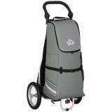 HOMCOM 3 &icirc;n 1 Carucior de Cumpărături Carucior de Cumpărături Remorcă pentru Bicicletă, 53 x 43 x 110 cm, Gri+Argintiu | Aosom Romania