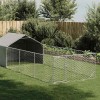 vidaXL Canisa Exterior Otel Galvanizat 6x2x1.5m Argintiu, Husa Impermeabila, Usa Blocabila, Spatiu Aerisit, Protectie Ploaie, Cusca Caini