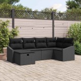 Cumpara ieftin Set de canapele pentru grădină cu pernă 6 pcs Negru