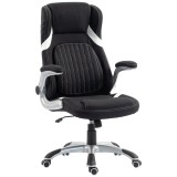 Vinsetto Scaun de Birou Ergonomic din Material Tip In, cu Suport Lombar, &Icirc;nălțime Reglabilă, Funcție Balans, Negru | Aosom Romania